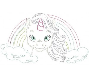 Stickdatei - Baby Unicorn LineArt 7